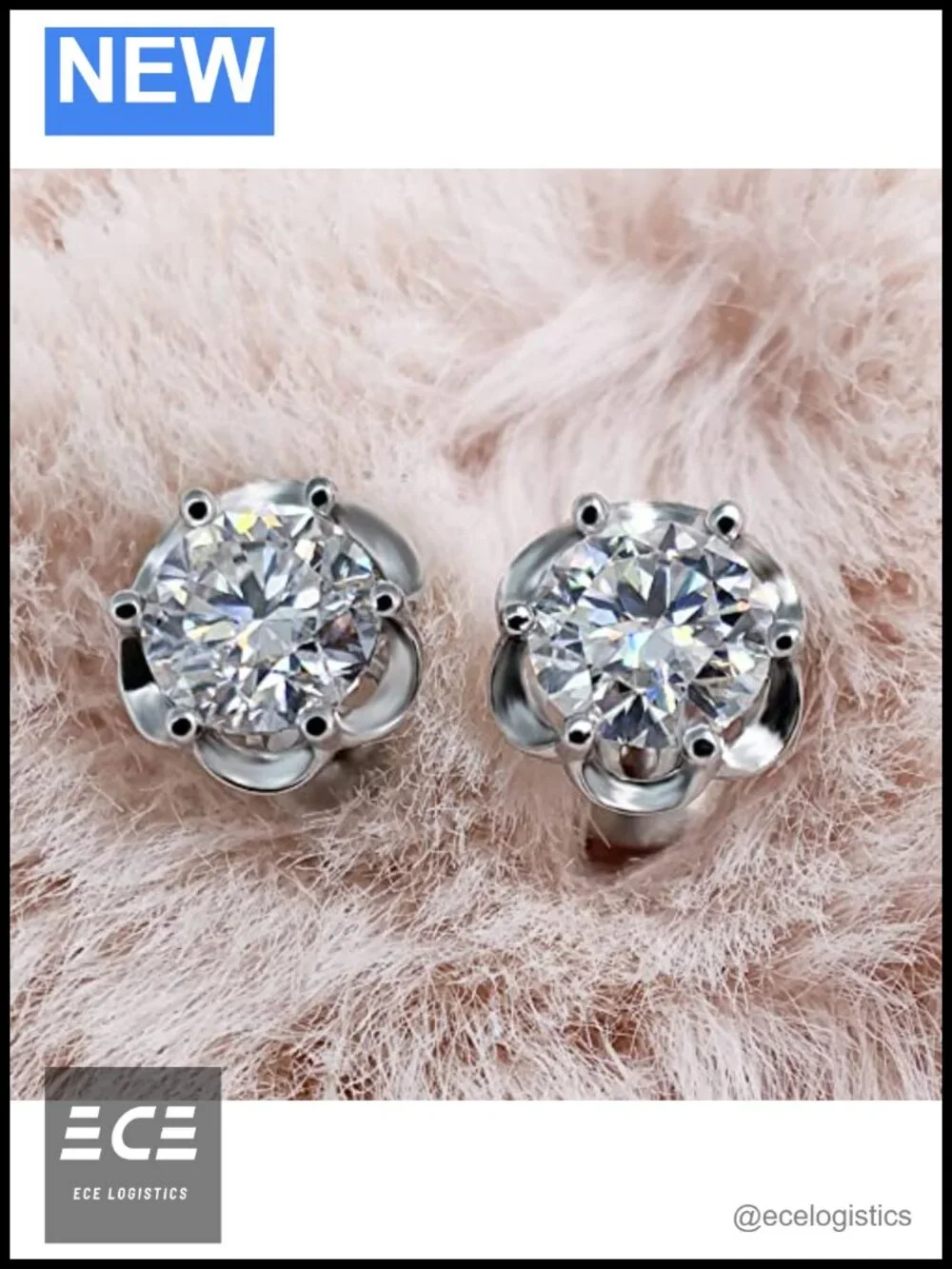 1.2ct Moissanite Stud Earring 925 Silver 18K Gold Plated Six Prong Gift